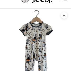 Cream & Gray Robot Print - sleeveless Bodysuit